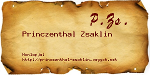 Princzenthal Zsaklin névjegykártya